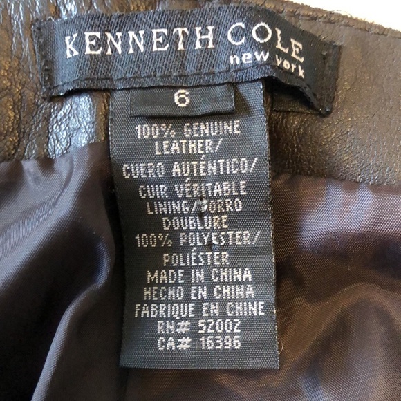 Kenneth Cole Womens Genuine Leather pants Sz 6 Dark Brown Edgy Fall Winter Class - Picture 4 of 9